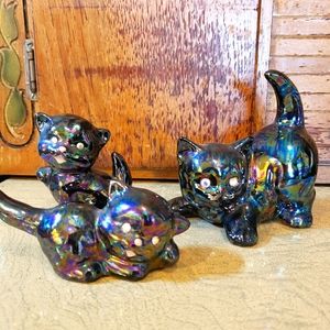 Iridescent Rhinestone Kitten Set